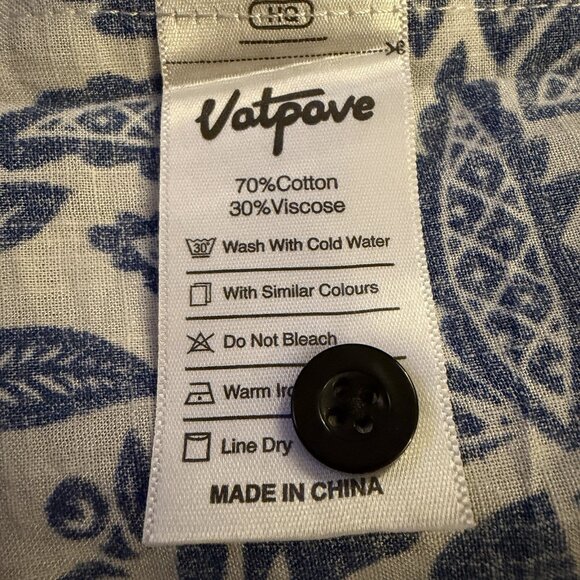 VatPave Hawaiian Aloha Shirt Men's  L Blue Short Sleeve Button Up Vacation - Picture 6 of 6